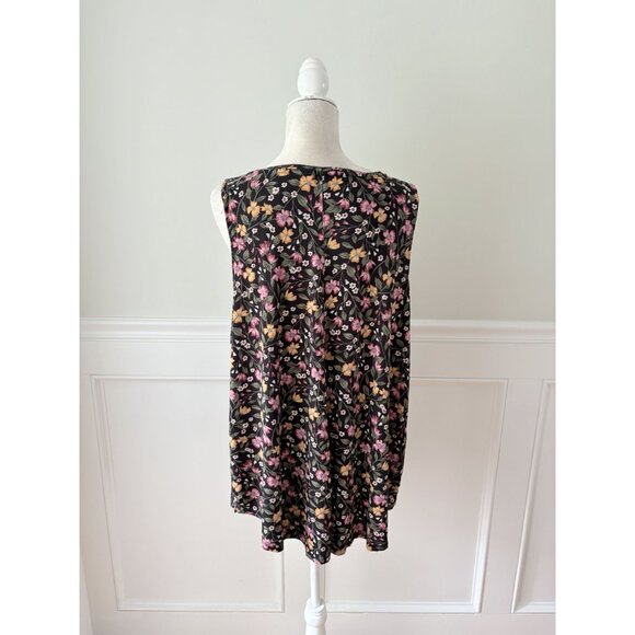 Old Navy Luxe XXL Floral Tank Top Black With Pink & Yellow Flowers Sleeveless So - Picture 6 of 7